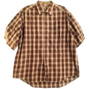 Dockers Khakiware Mens 100% Cotton Grey And Red Checkered Button Down Shirt Sz L